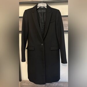 Zara Basic fitted black long coat/blazer